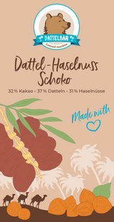 Bio Dattel-Haselnuss-Schoko Dattelbär Schokolade für Kinder